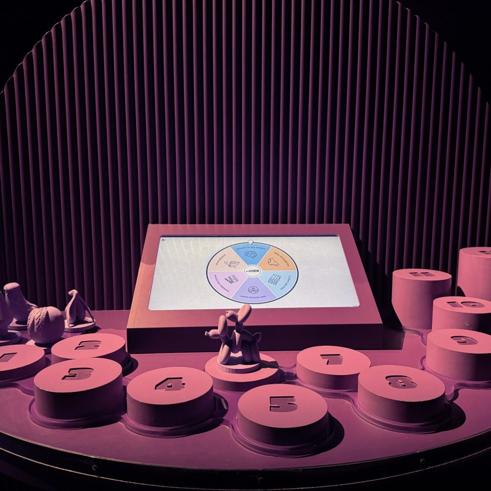 Plateau de Sexcalade : roulette à l'écran, pion et cases numérotées